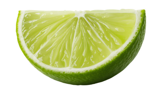 Fresh green lime wedge isolated on transparent background - Powered by Adobe