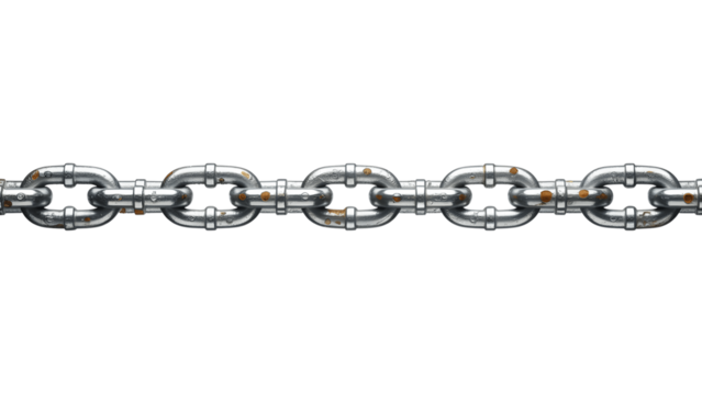 Metal chain links isolated on transparent background