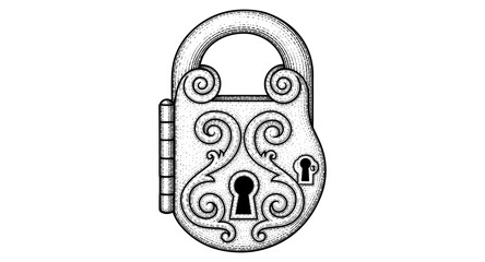 Intricate vintage lock design with elegant filigree details