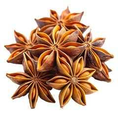 anise stars on a isolated white background. PNG