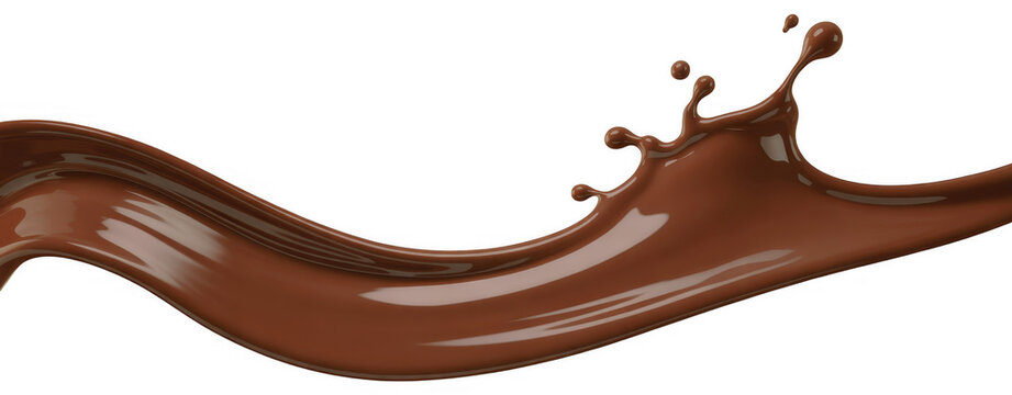 Brown chocolate liquid splash wave isolated on a transparent background