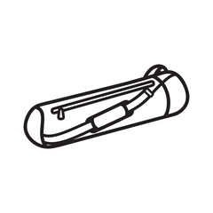 Black and white vector illustration of ski bag with skis and poles winter sports equipment icon