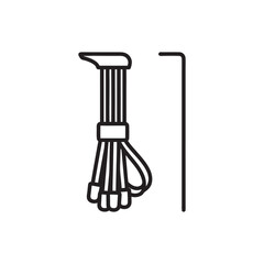 Black and white vector icon of ski pole handle and strap minimal ski equipment illustration