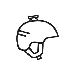Ski helmet icon black and white vector illustration winter sports safety gear line art