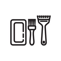 Black and white vector icon of ski wax kit with brush and scraper winter ski equipment illustration