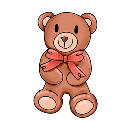 Teddy Bear with Bow – Cute Pastel Bear Clipart