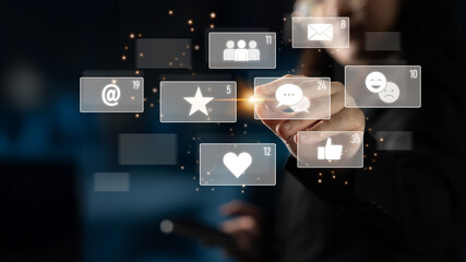 Social media engagement with interaction metrics showing comments, social media reactions, social...