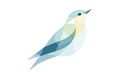 Abstract blue bird illustration in soft pastel colors  