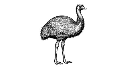 Obraz premium Hand drawn emu contour art on white background