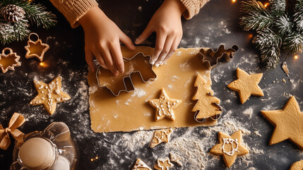 Mother and Child Baking Christmas Cookies