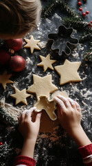 Mother and Child Baking Christmas Cookies