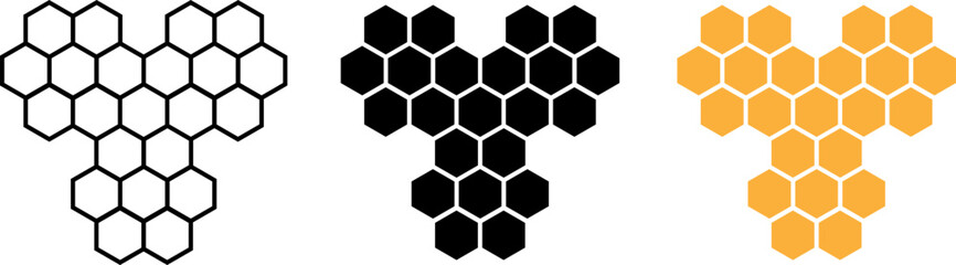 Honeycomb pattern variations in black white and yellow