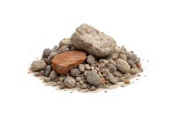 Construction debris rubble pile with transparent background