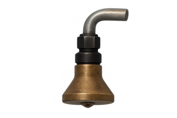 Vintage brass and metal shower head on transparent background