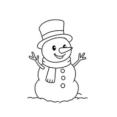 children's coloring book, snowman illustration