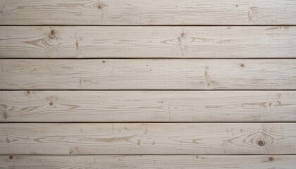 Fototapeta premium A close-up view of a weathered wooden surface with a light, rustic finish. The planks are arranged horizontally, showcasing natural grain and texture.