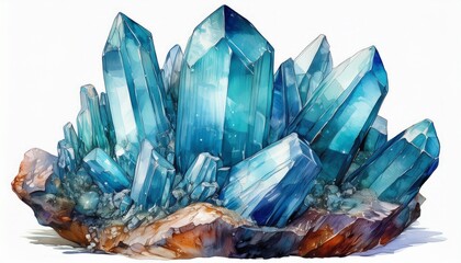 detailed drawing of a striking apatite crystal reveals its dynamic hues against a clean white backdrop