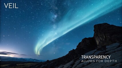 Aurora Borealis glowing across a star-filled night sky above rocky mountains