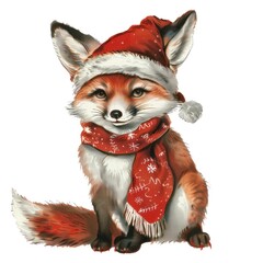 Naklejka premium Fox character christmas animal cute.