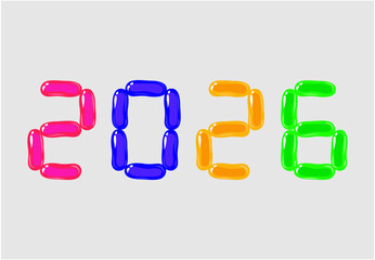 2026 Happy New Year Holiday Abstract Multicolor Color Design Vector Illustration