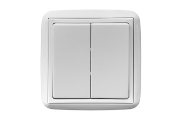 white switch with two white buttons isolated on white background