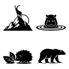 Wild animals Detailed black intricate decorative flourish design element svg