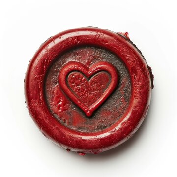 Seal Wax Stamp heart food white background chocolate.
