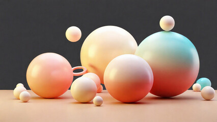 Sphere abstract composition with soft colorful gradients
