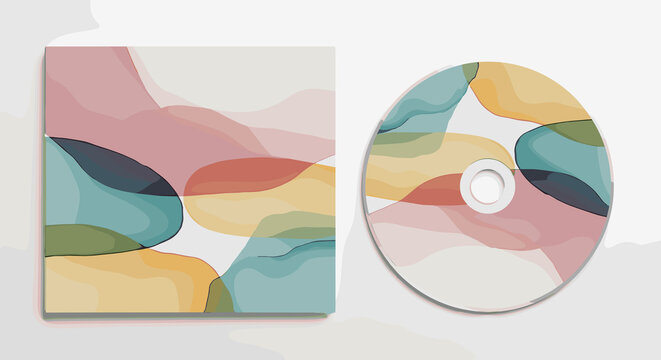 Abstract CD cover and disc design with colorful shapes   - Powered by Adobe