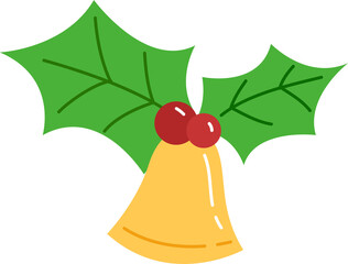 Christmas bells with holly leaves and berries for decoration