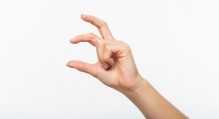 Close-up of human hand with fingers gently pinched in a delicate