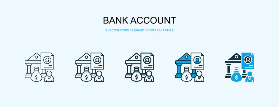 Bank Account Icon Different Style Vector Illustration