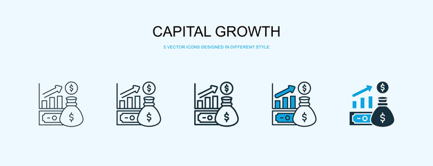 Capital Growth Icon Different Style Vector Illustration