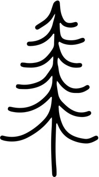 Illustration vectorielle minimaliste d'un sapin de No&euml;l, r&eacute;alis&eacute;e avec un style de dessin au trait (line art). Id&eacute;ale pour les cartes de v&oelig;ux modernes, les &eacute;tiquettes cadeaux, les motifs et les projet