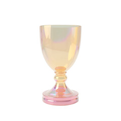 Victory Trophies, 3D Render of Golden and Iridescent Glass Award Cups.