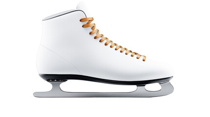 Figure skates with golden laces on transparent background