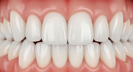 Close-up of perfectly aligned white teeth with healthy gums