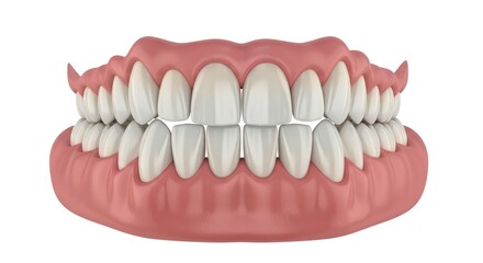 Obraz premium Close-up of 3d dental dentures displaying upper and lower teeth
