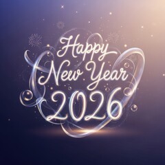 Happy new year 2026 greeting with glowing light effects and abstract design