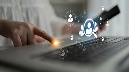 Concept of global talent acquisition and human resources. The process of headhunting and searching for qualified candidates worldwide to build a professional corporate workforce. Fermion