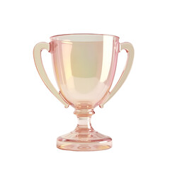 Victory Trophies, 3D Render of Golden and Iridescent Glass Award Cups.