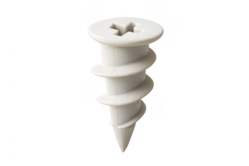 White plastic drywall anchor for home improvement projects