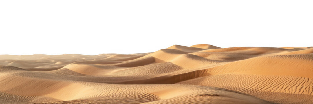 Golden sand dunes with rippled textures under a black sky isolated on a transparent background 1