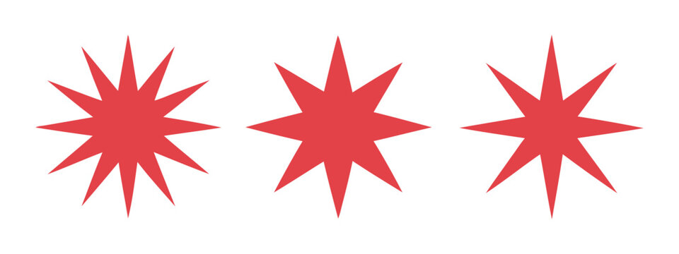 Simple Three Chicago Stars on White Background