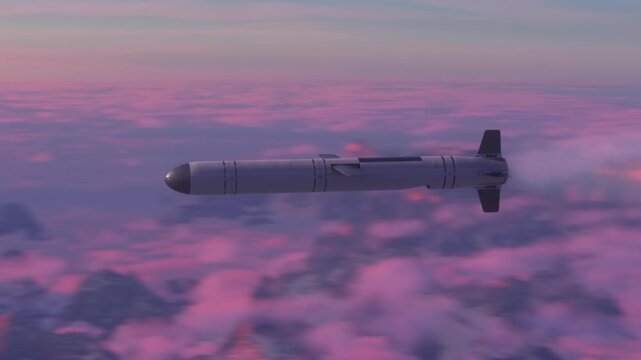 Launched Cruise Missile flying in the sky.