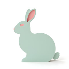 Obraz premium Pastel bunny silhouette in mint-pink hues against white background, spring decor