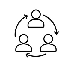 Fine line collaboration icon symbolizing teamwork and shared effort, ideal for project management visuals, organizational development and co-creation concepts