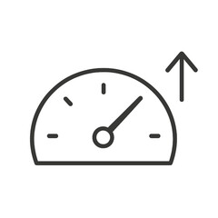 Fine line performance improvement icon symbolizing speed and efficiency upgrade, ideal for productivity visuals, system optimization and performance tracking
