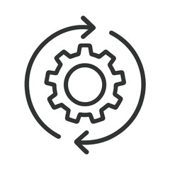 Fine line automation loop icon symbolizing continuous workflow improvement, ideal for productivity platforms, business optimization and smart process systems