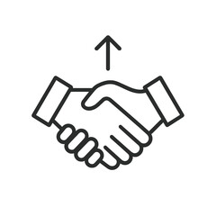 Fine line business negotiation icon symbolizing collaboration and successful deal-making, ideal for corporate strategy visuals, partnership concepts and leadership planning